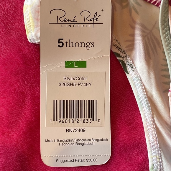 Rene Rofe Set of 5 Thongs Size L Scrunchie Set NWT - Picture 14 of 15